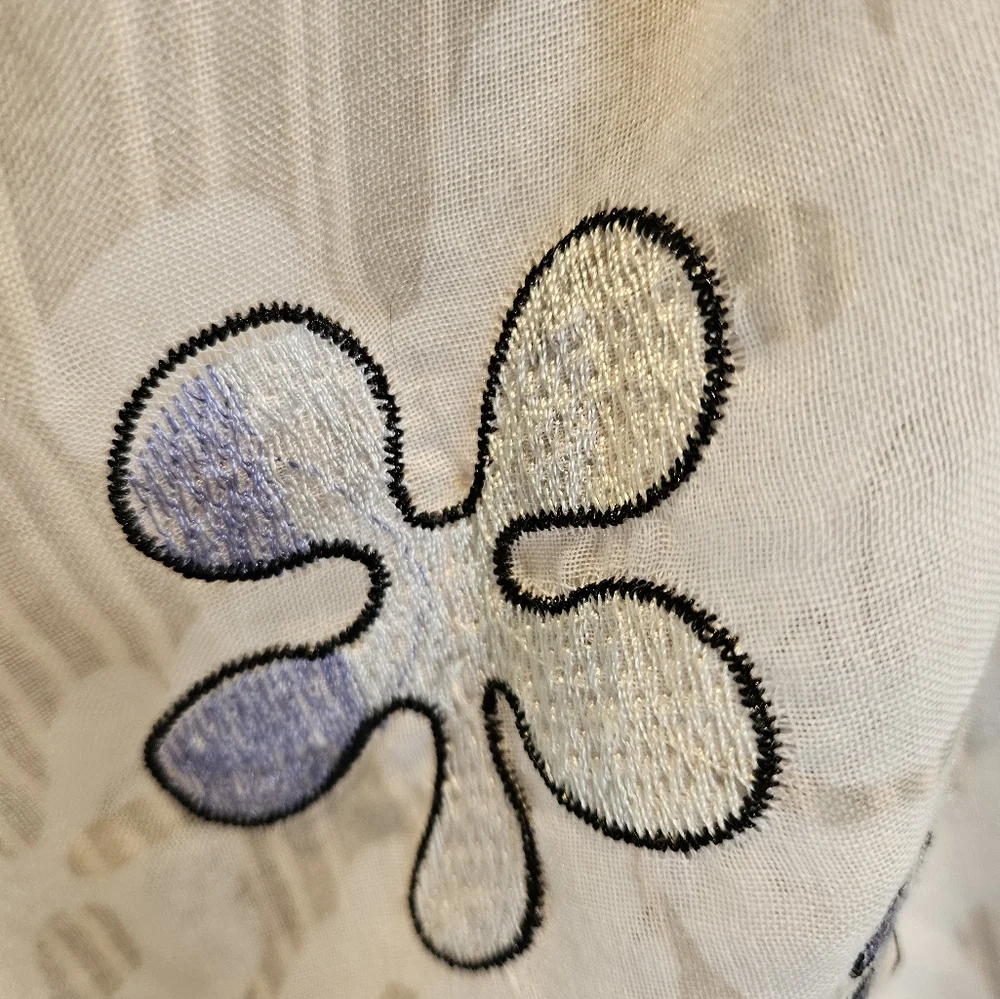 LEITH Embroidered Pop Art Floral Border Scarf / Wrap | 73